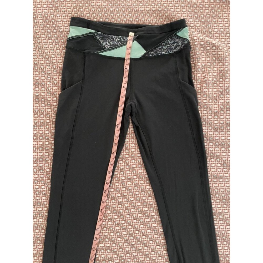 Lululemon Athletica Women’s Black Leggings With Teal Abstract Size 4
